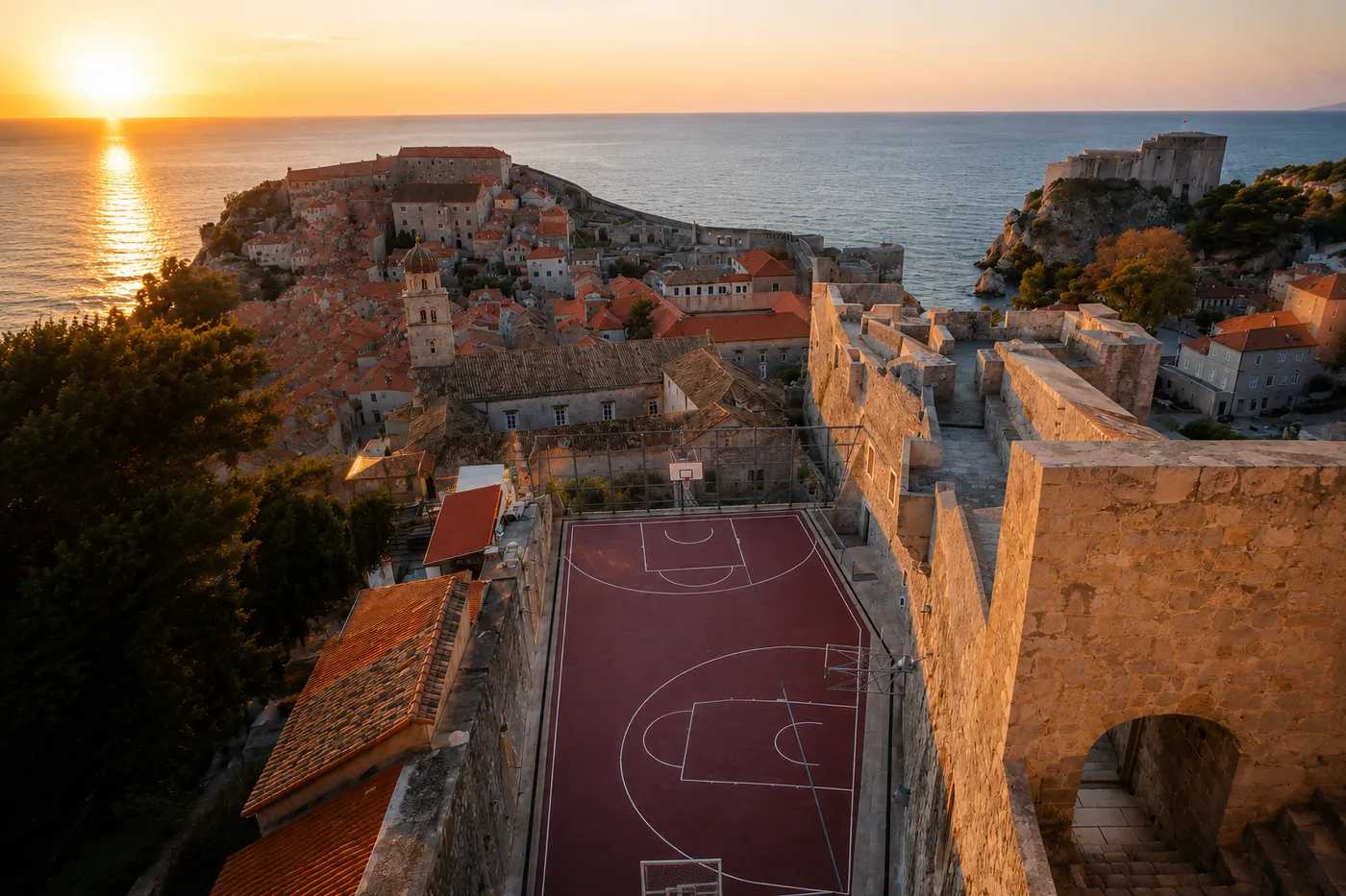 Basketball Court Above Dubrovnik